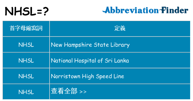 nhsl 代表什麼