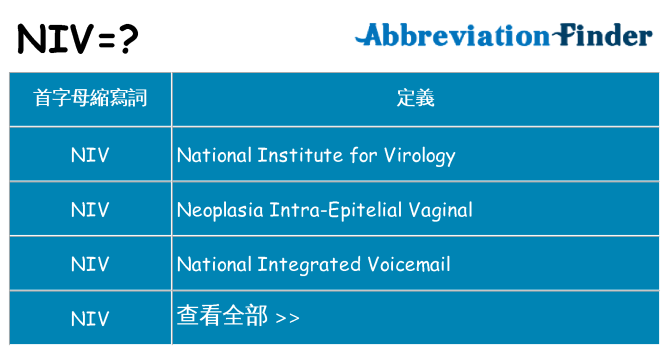 niv 代表什麼