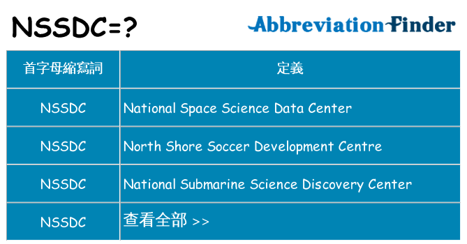 nssdc 代表什麼
