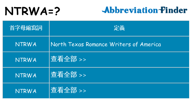 ntrwa 代表什麼
