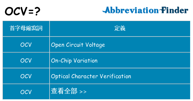 ocv 代表什麼