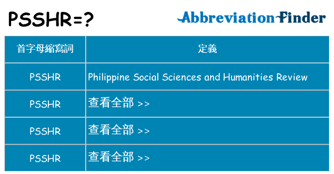 psshr 代表什麼