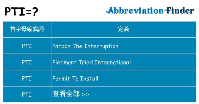 pti 代表什麼