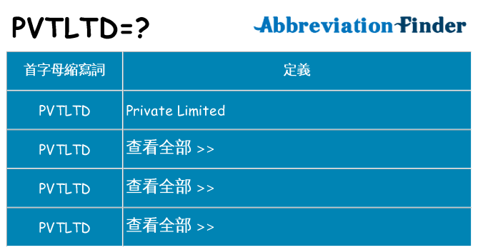 pvtltd 代表什麼