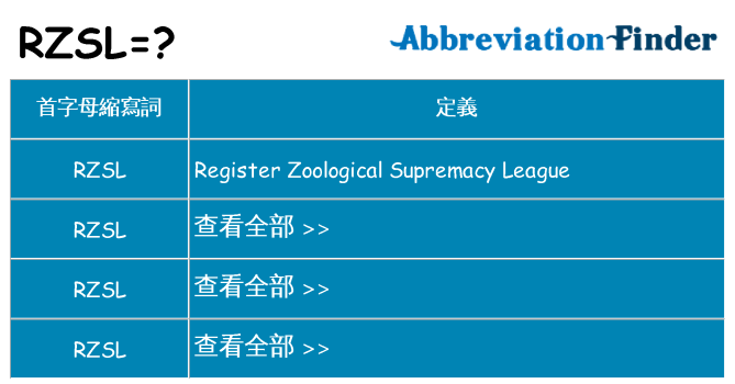 rzsl 代表什麼