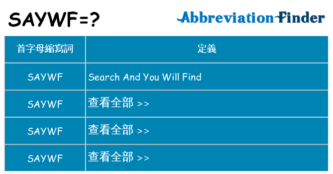 saywf 代表什麼