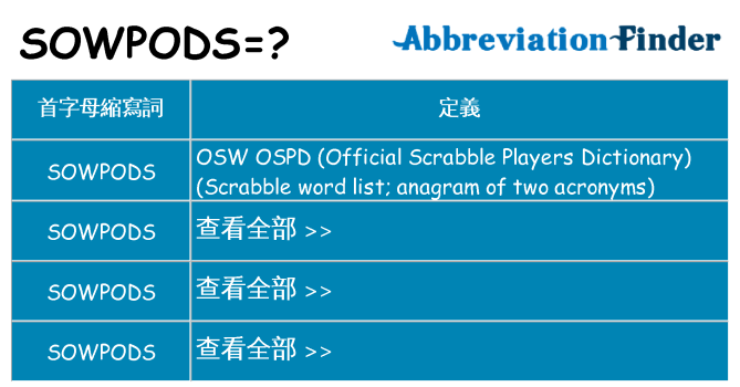 sowpods 代表什麼
