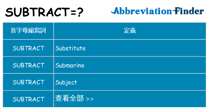 subtract 代表什麼
