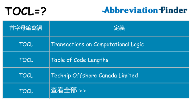 tocl 代表什麼