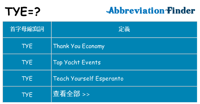 tye 代表什麼