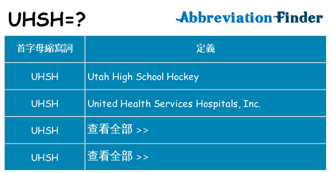 uhsh 代表什麼