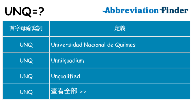 unq 代表什麼