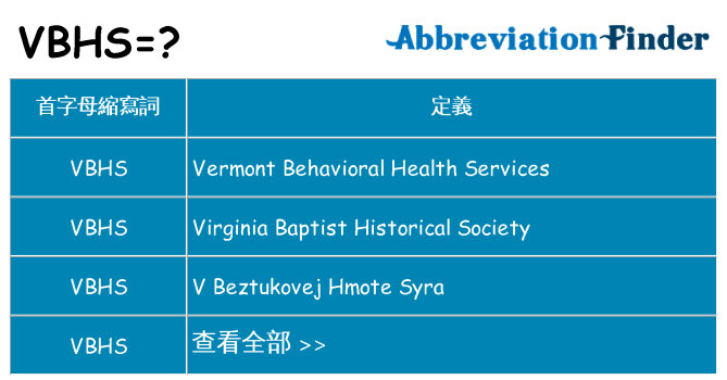 vbhs 代表什麼