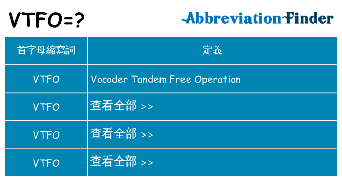 vtfo 代表什麼