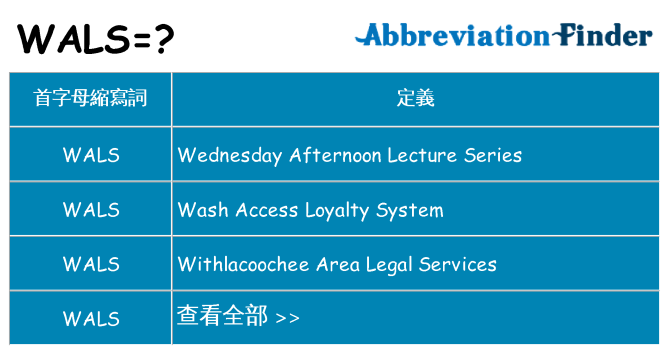 wals 代表什麼
