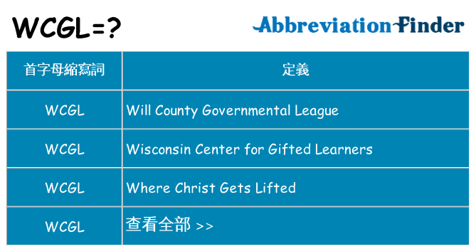 wcgl 代表什麼