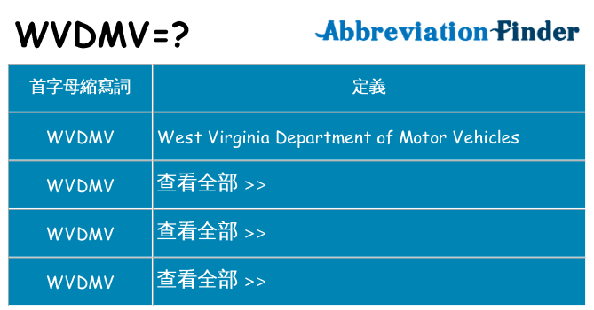 wvdmv 代表什麼