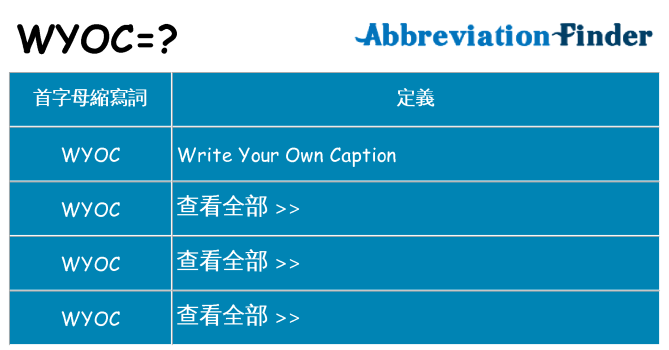 wyoc 代表什麼