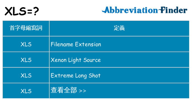 xls 代表什麼