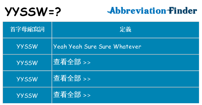 yyssw 代表什麼