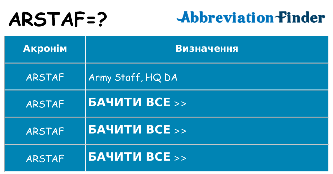 Що arstaf означають