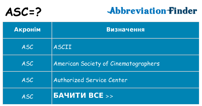 Що asc означають