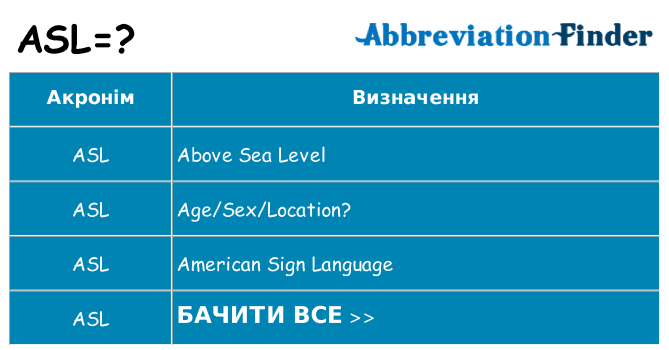 Що asl означають