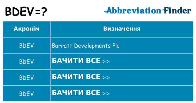 Що bdev означають