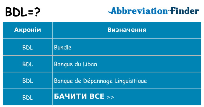 Що bdl означають