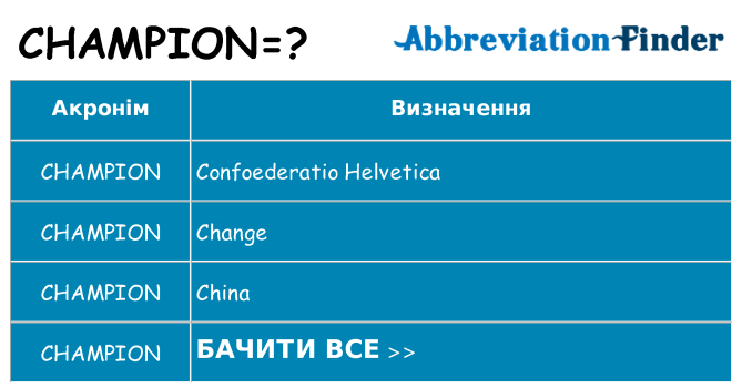 Що champion означають