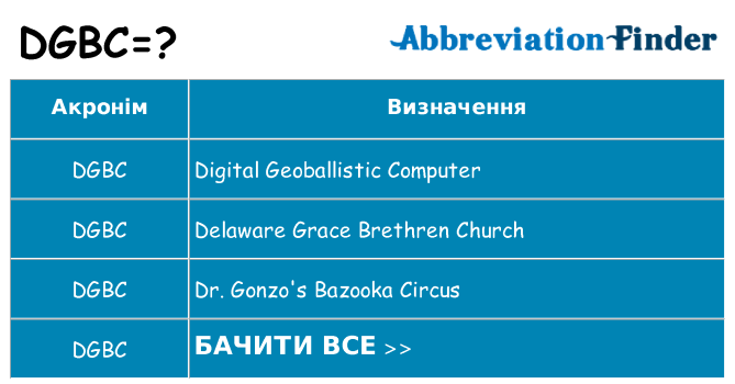 Що dgbc означають