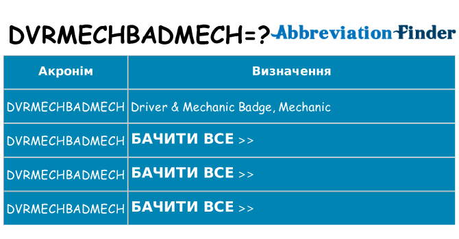 Що dvrmechbadmech означають