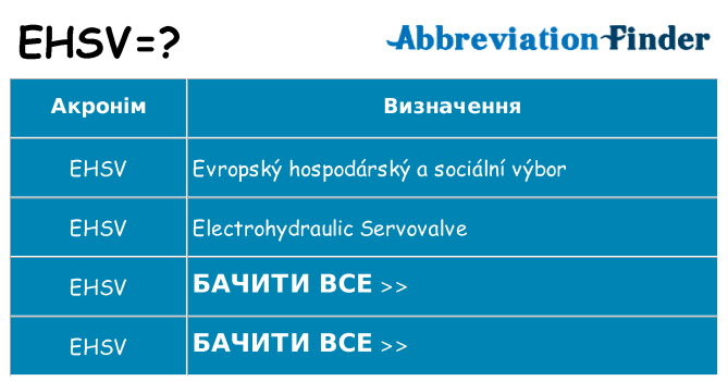 Що ehsv означають