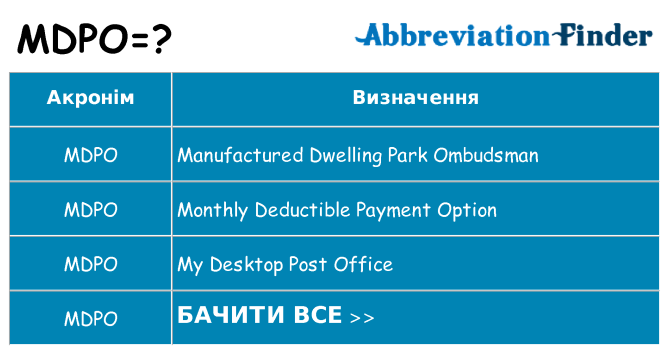 Що mdpo означають