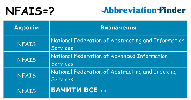 Що nfais означають