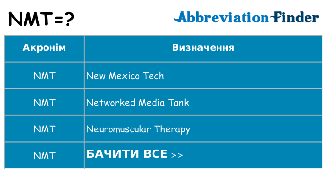 Що nmt означають