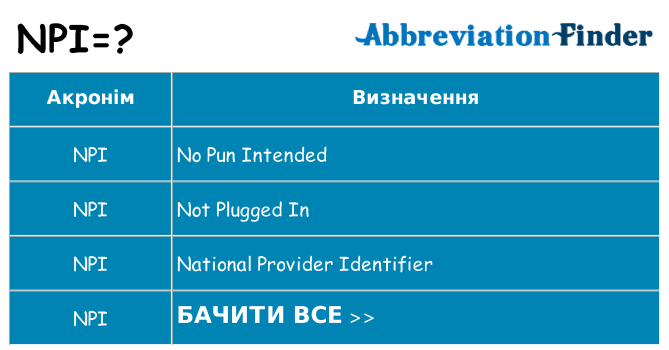Що npi означають
