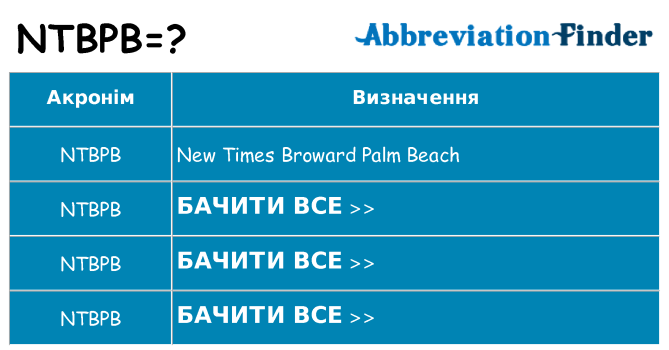 Що ntbpb означають