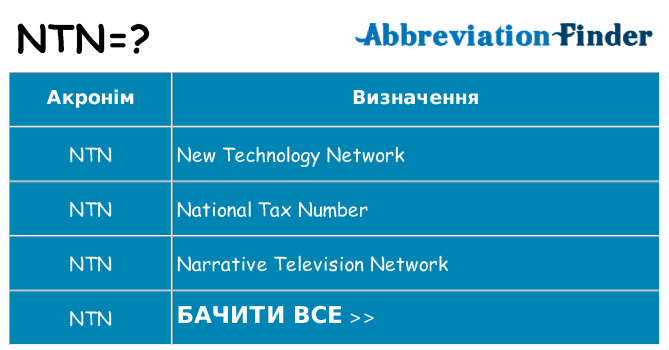 Що ntn означають