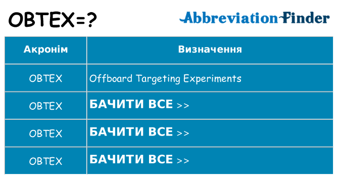 Що obtex означають