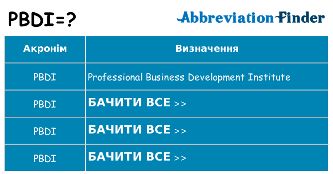 Що pbdi означають