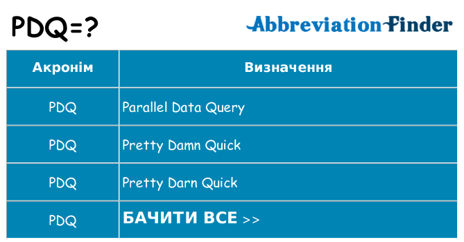 Що pdq означають