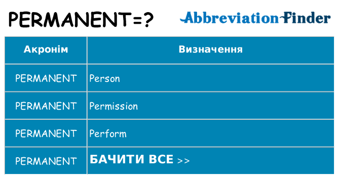 Що permanent означають