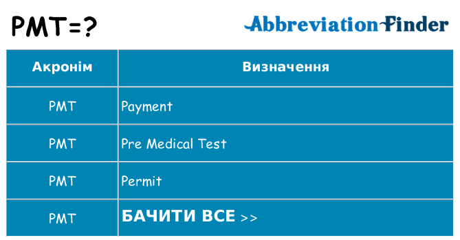 Що pmt означають