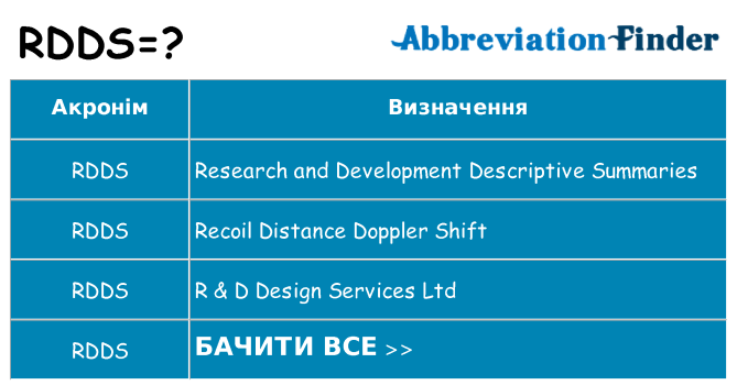 Що rdds означають