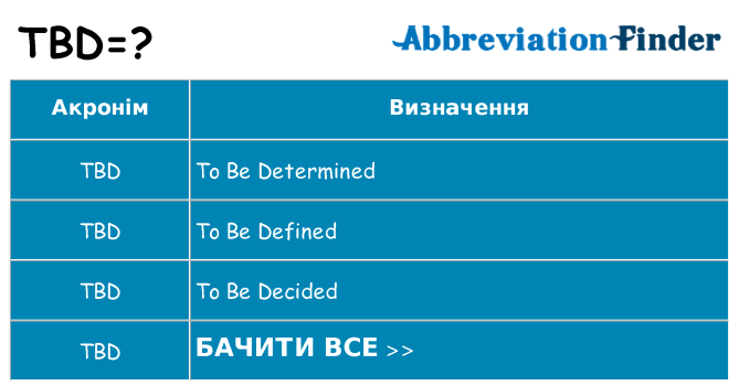 Що tbd означають