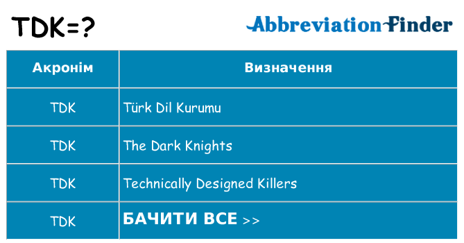 Що tdk означають