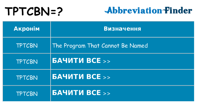 Що tptcbn означають