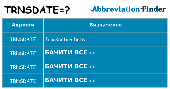 Що trnsdate означають