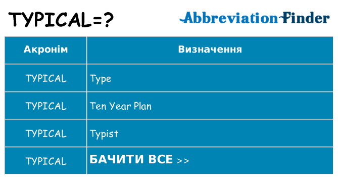 Що typical означають